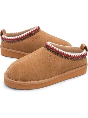 Women's Brown Suede Flat Short Mini Boot Fur Fleece Comfort Slippers